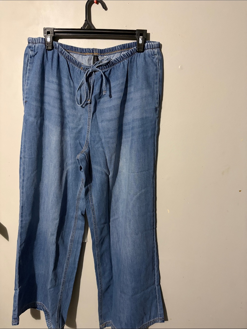 H&M Blue Wide-Leg Drawstring Jeans
